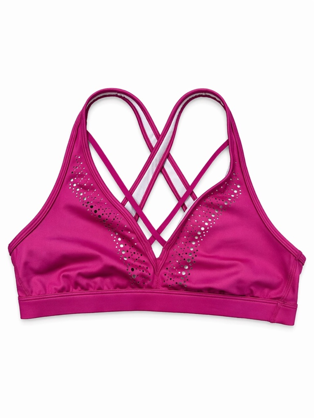 Victoria Sport Strappy Back Sports Bra Pink Laser Cut Medium Support Size M